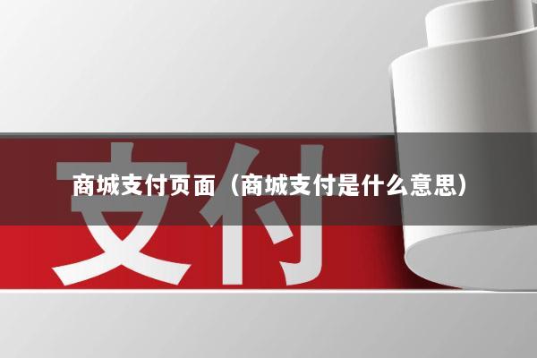 商城支付页面（商城支付是什么意思）